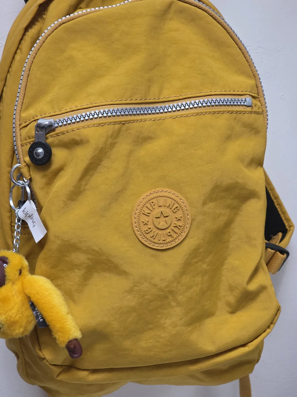 Kipling Bright Seoul XI Yellow Backpack with Myrtle Monkey Charm NWT